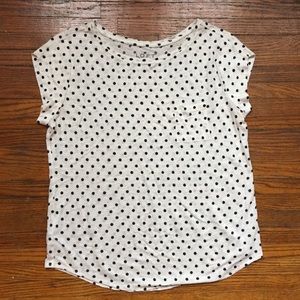 LOFT size M White Polka Dot 100% Linen Tee